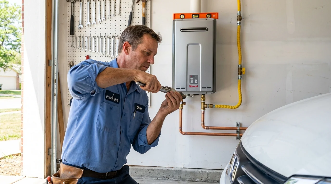 Tankless water heater installation by a Johns Plumbing LLC plumber in Dane